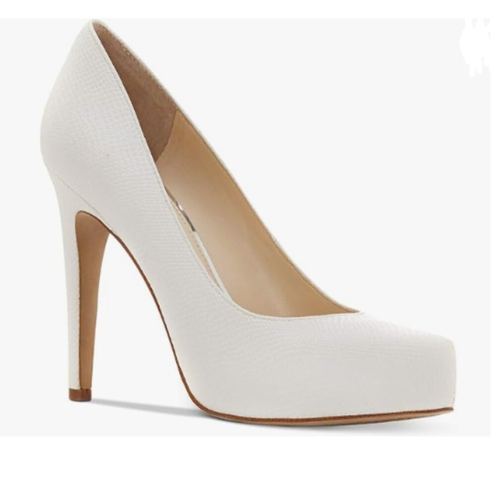 FOWT White Snakeskin Platform Pump Almond Toe Slip on High Heels Sexy Shoes
